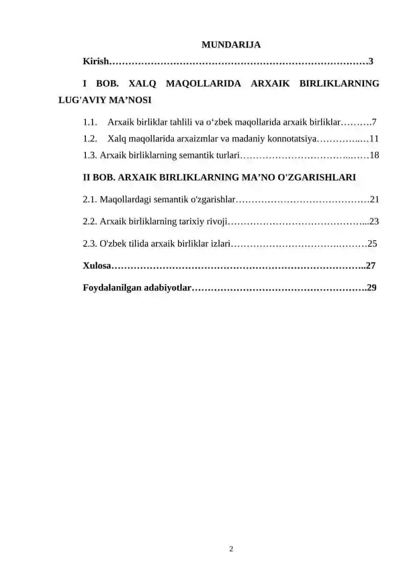 Xalq maqollarida arxaik birliklar semantikasi 2