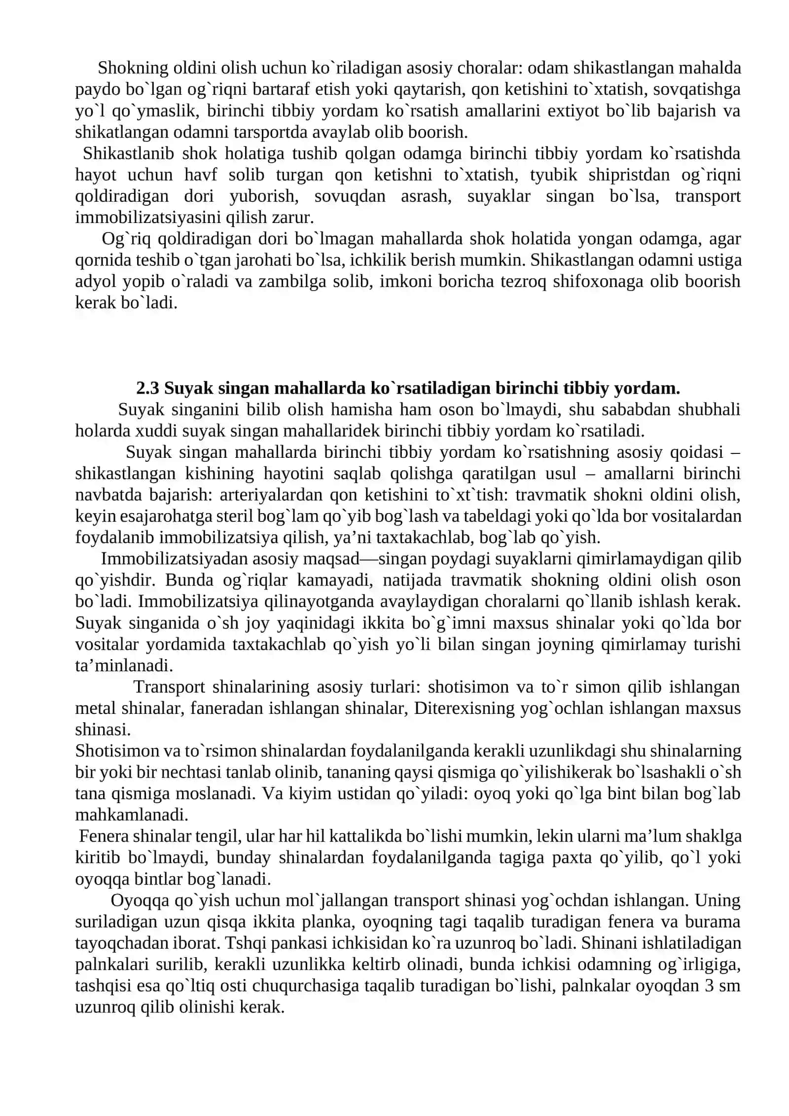 Suyak sinishi va travmatik shok to`g`risida tushuncha 2