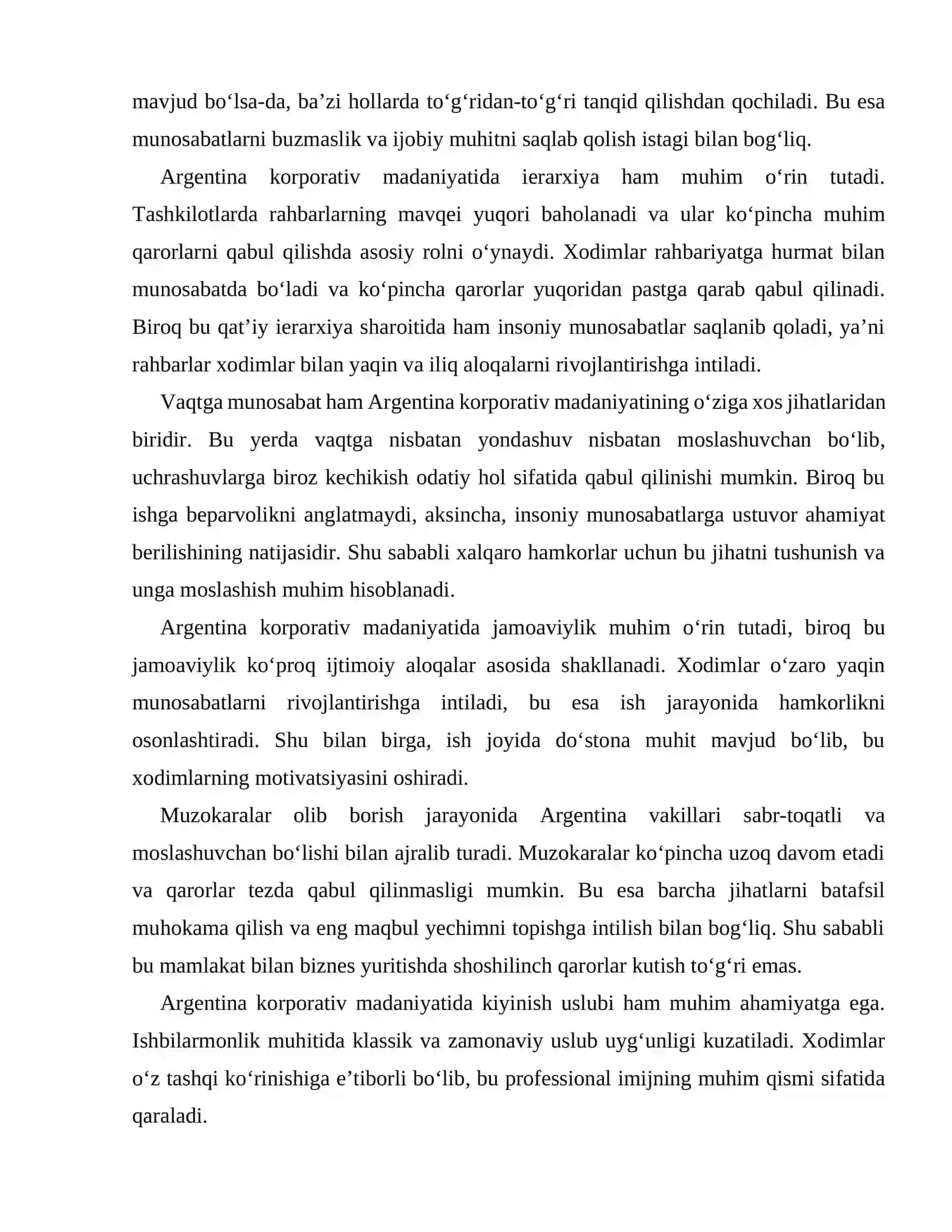 Argentina korporativ madaniyati 2