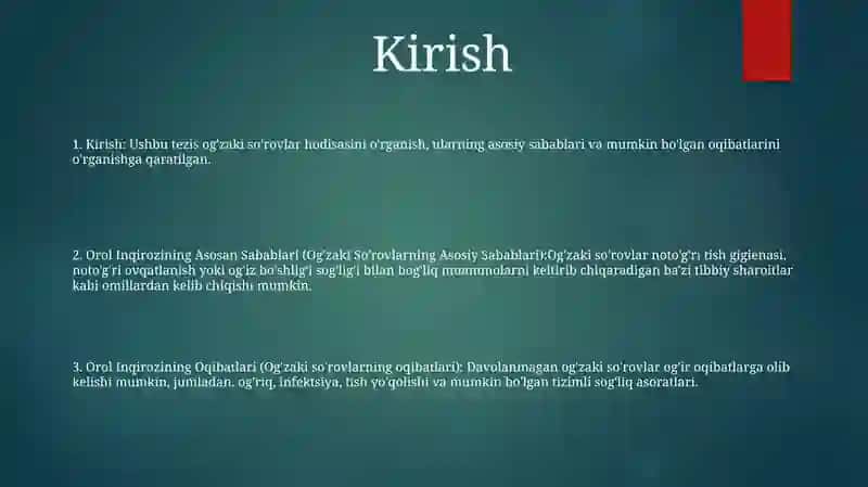 Orol Inqirozining Asosiy Sabab Va Oqibatlari. (Tezis) 2