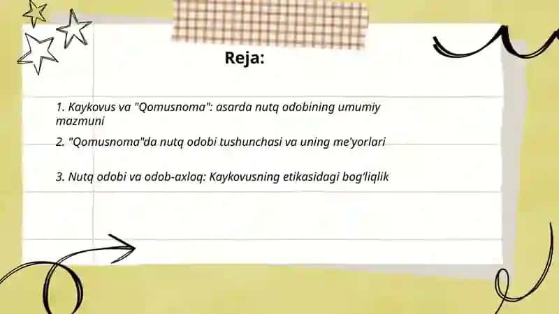 Kaykovusning "Qomusnoma" asarida nutq odobi masalasi 2