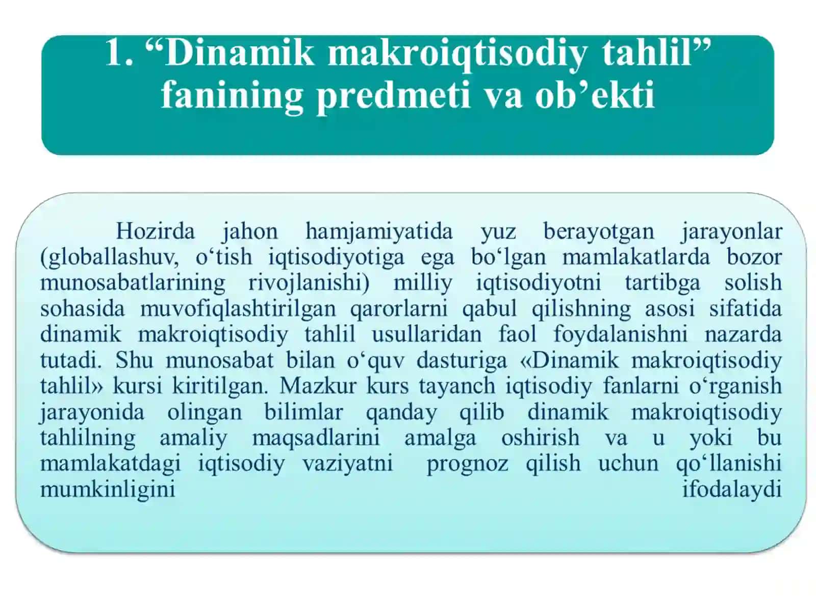 DINAMIK MAKROIQTISODIY TAHLIL 2