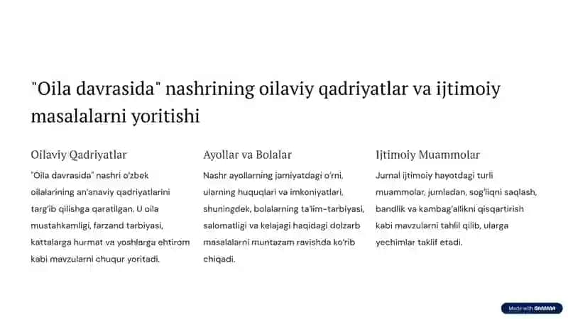 "Mahalla" va "Oila davrasida": Ijtimoiy Jurnalistikada yetakchi nashrlar 2