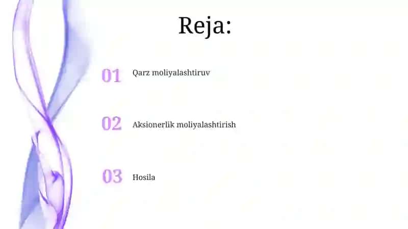 Investitsiyalarni moliyalashtirish va moliyaviy vositalar 2