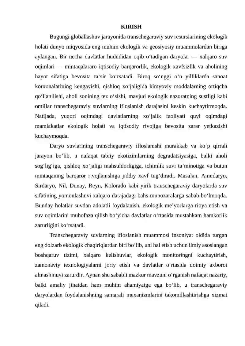 Daryo suvlarining transchegaraviy ifloslanish muammolari 2