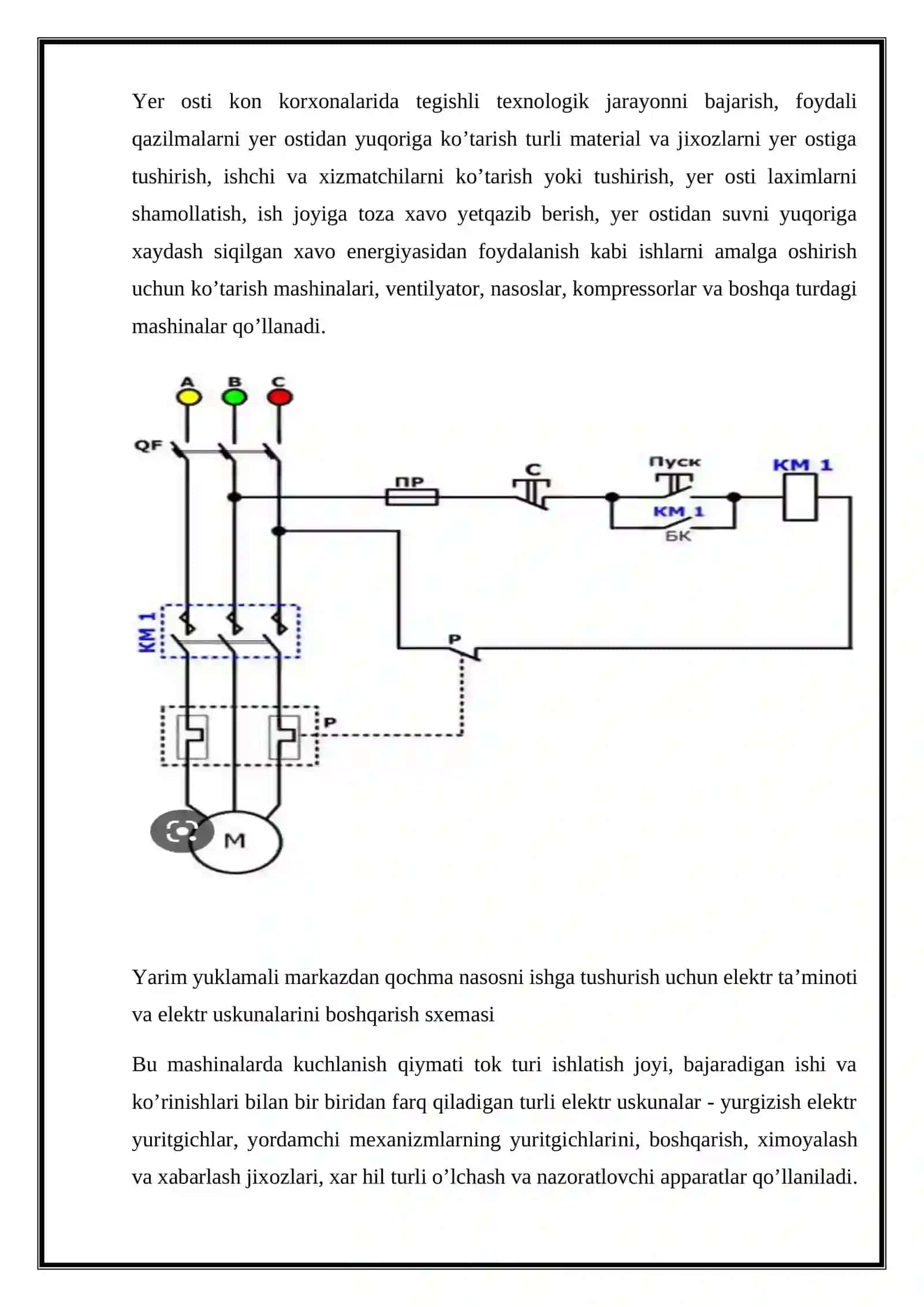 Ventilyator, nasos va kompressor qurilmalarining elektr jihozlari 2