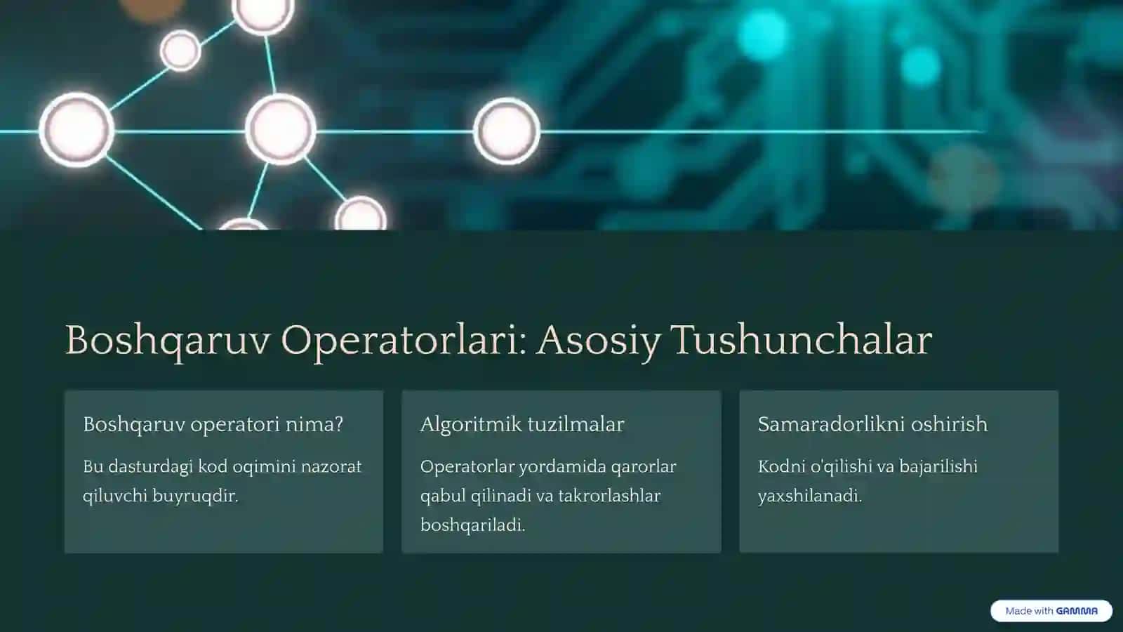 Boshqaruv Operatorlari 2