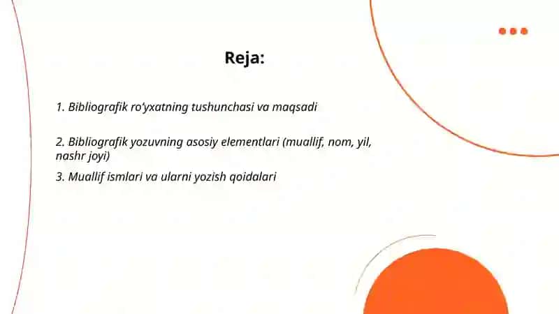 Bibliografik roʻyxatni tuzish qoidalari 2