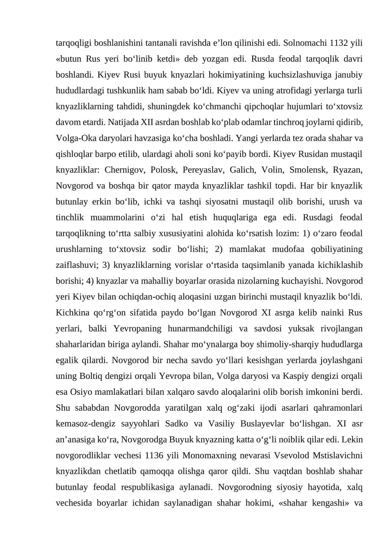 XI–XV ASRLARDA RUS KNYAZLIKLARI 2
