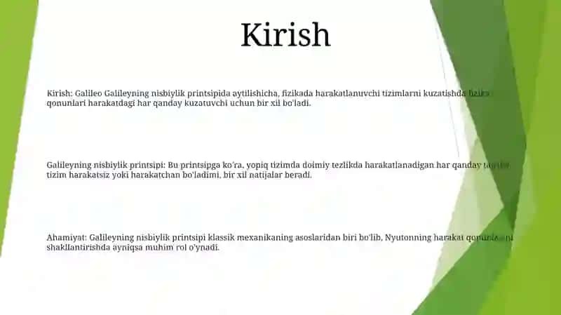 Galileyning Nisbiylik Prinsipi 2