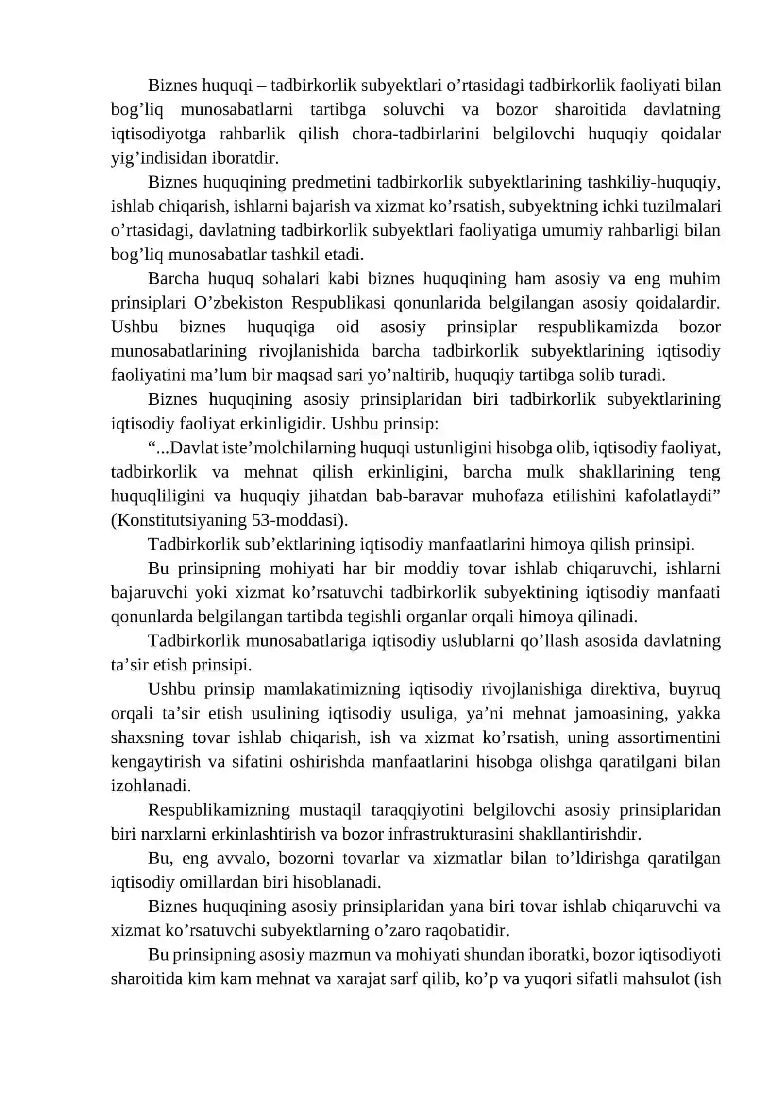 Biznes huquqi va prinsiplar 2