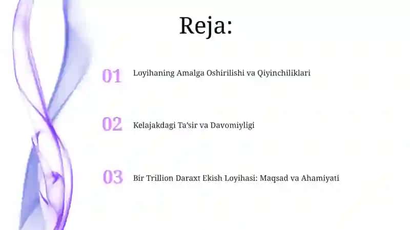 Dunyoda 1 trillion daraxt ekish loyihasi 2