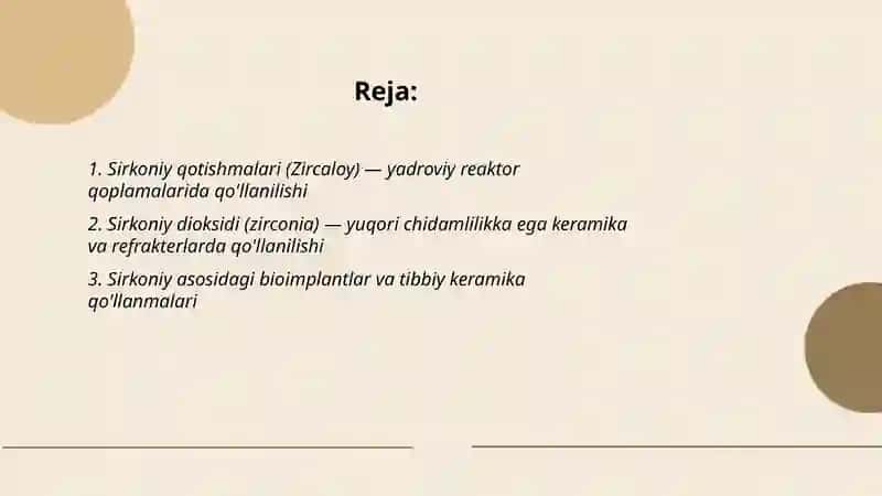 Nodir elementlar kimyosi fanidan Mustaqil ish 2