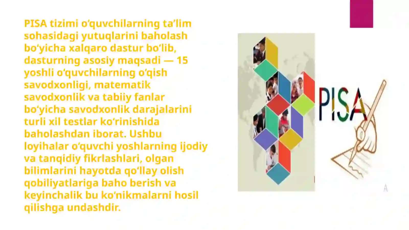 PISA xalqaro baholash dasturi mazmun va mohiyati 2