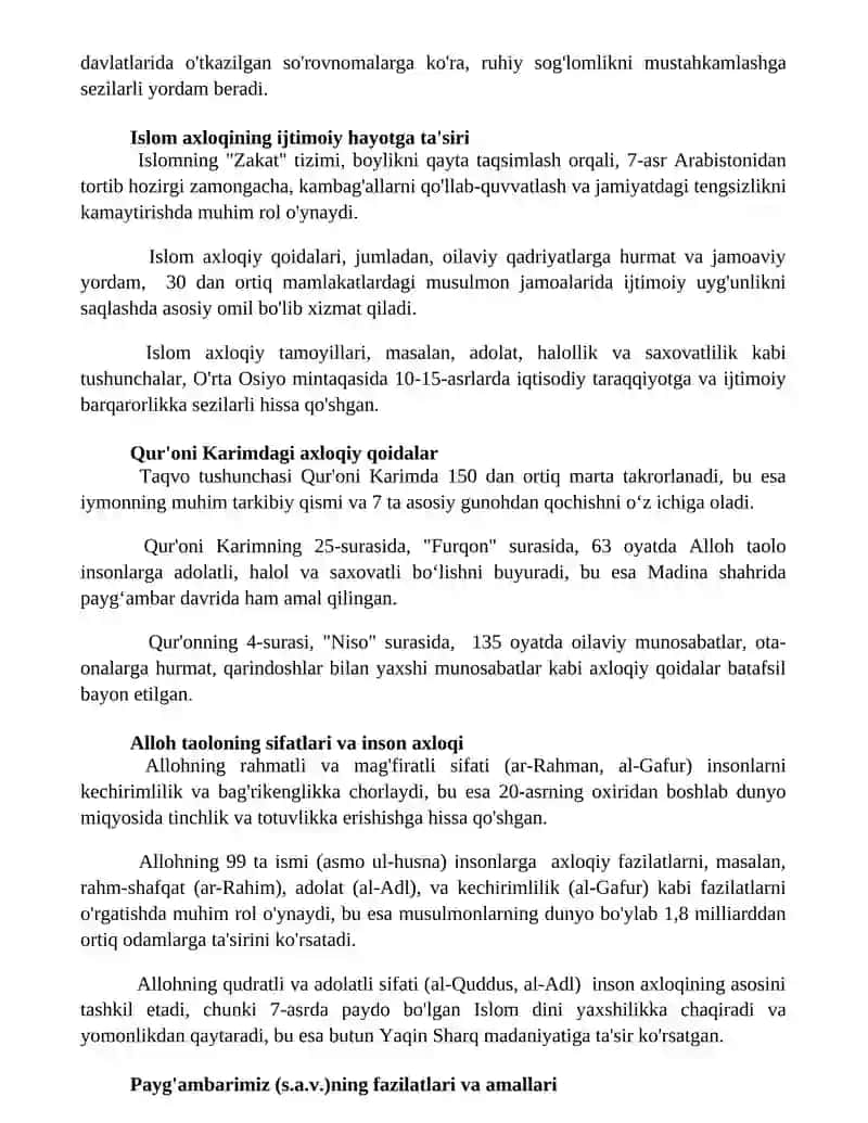 Islom axloqi va uning oʻziga xosligi 2