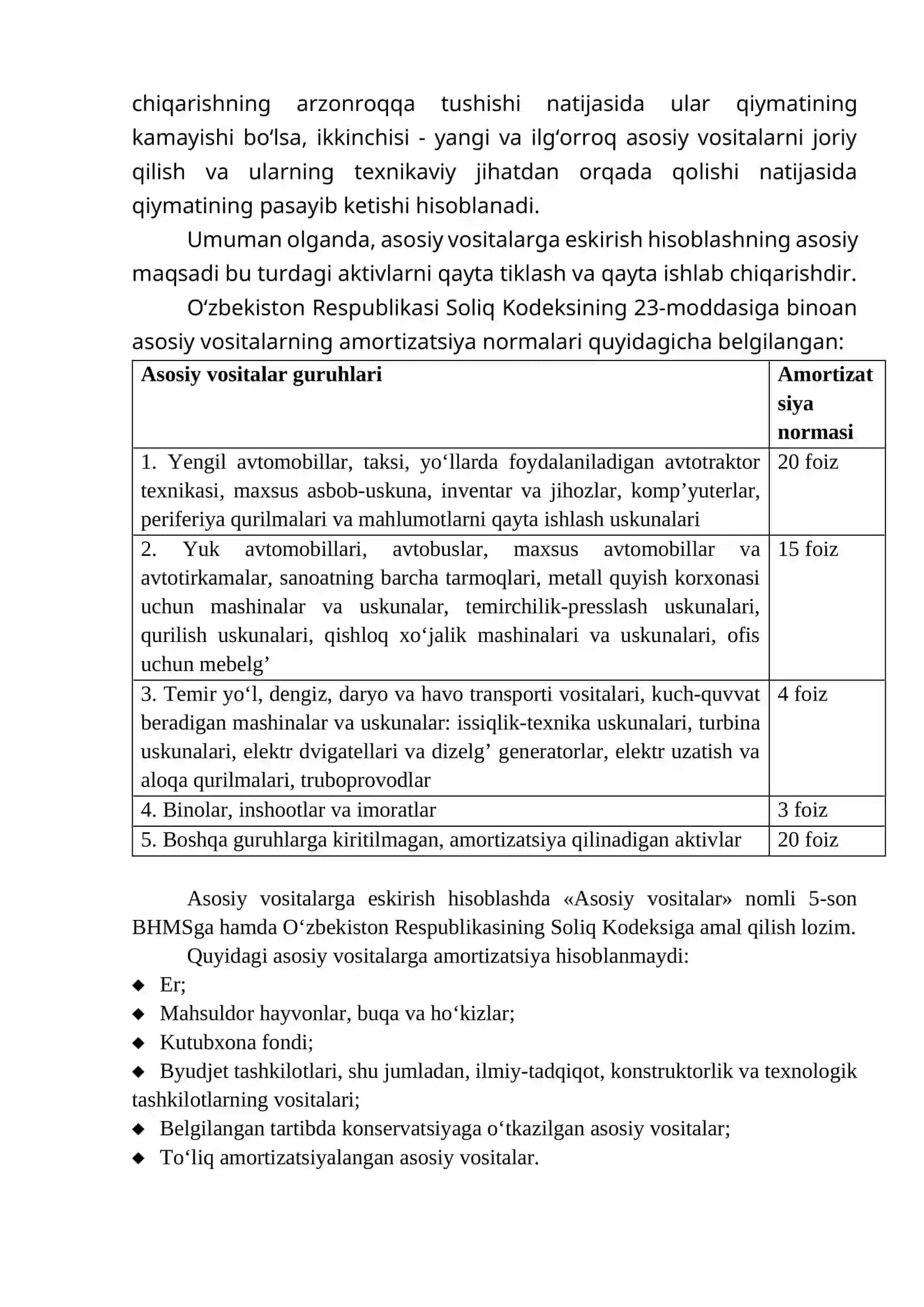 Asosiy vositalarning amortizatsiyasi 2
