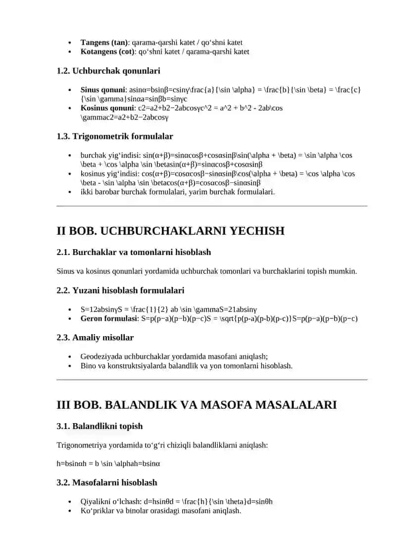 AMALIY MASALALARDA TRIGONOMETRIYADAN FOYDALANISH 2