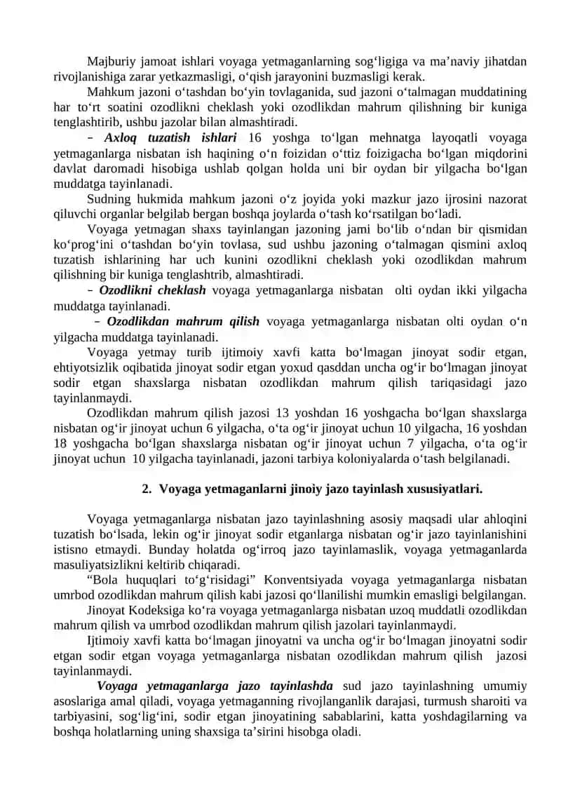 Voyaga yetmaganlar jinoiy javobgarligi 2