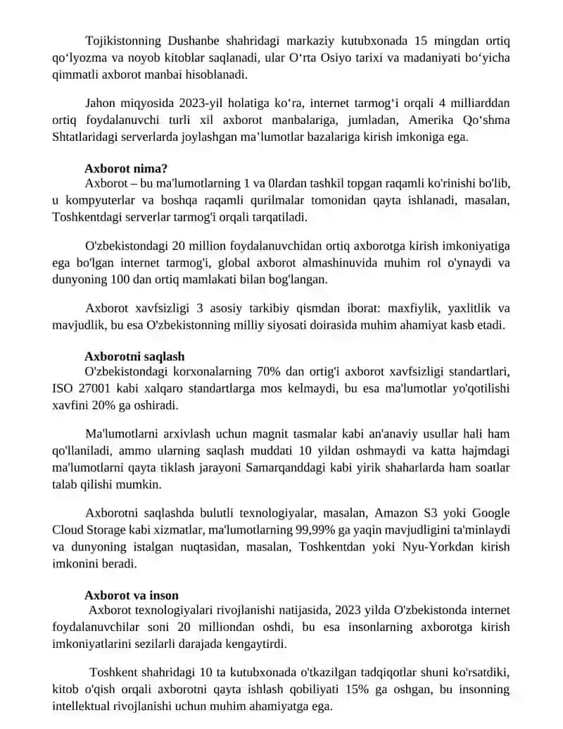 Axborot texnologiyalari 2