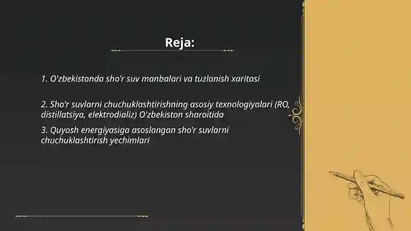 Sho'r Suvlarni Chuchuklashtirish G'oyasi 2