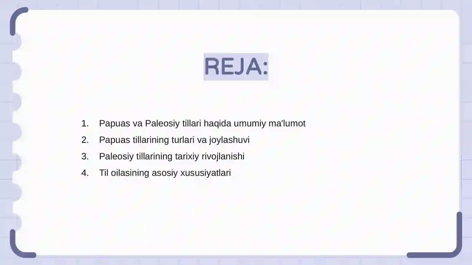 Papuas va Paleosiy tillari oilasi 2