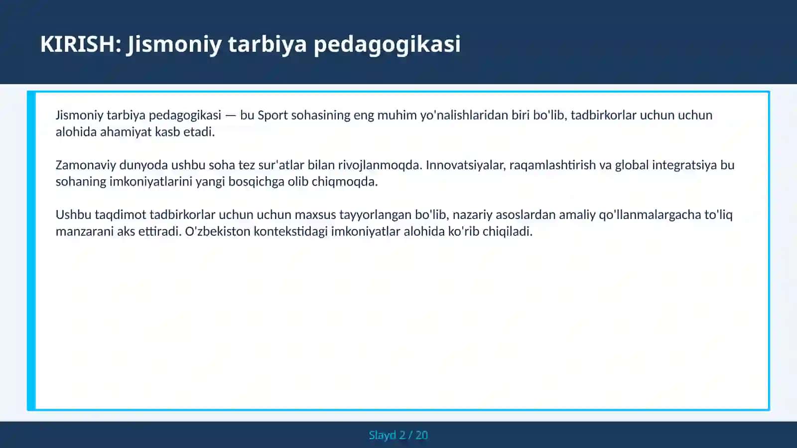JISMONIY TARBIYA PEDAGOGIKASI 2