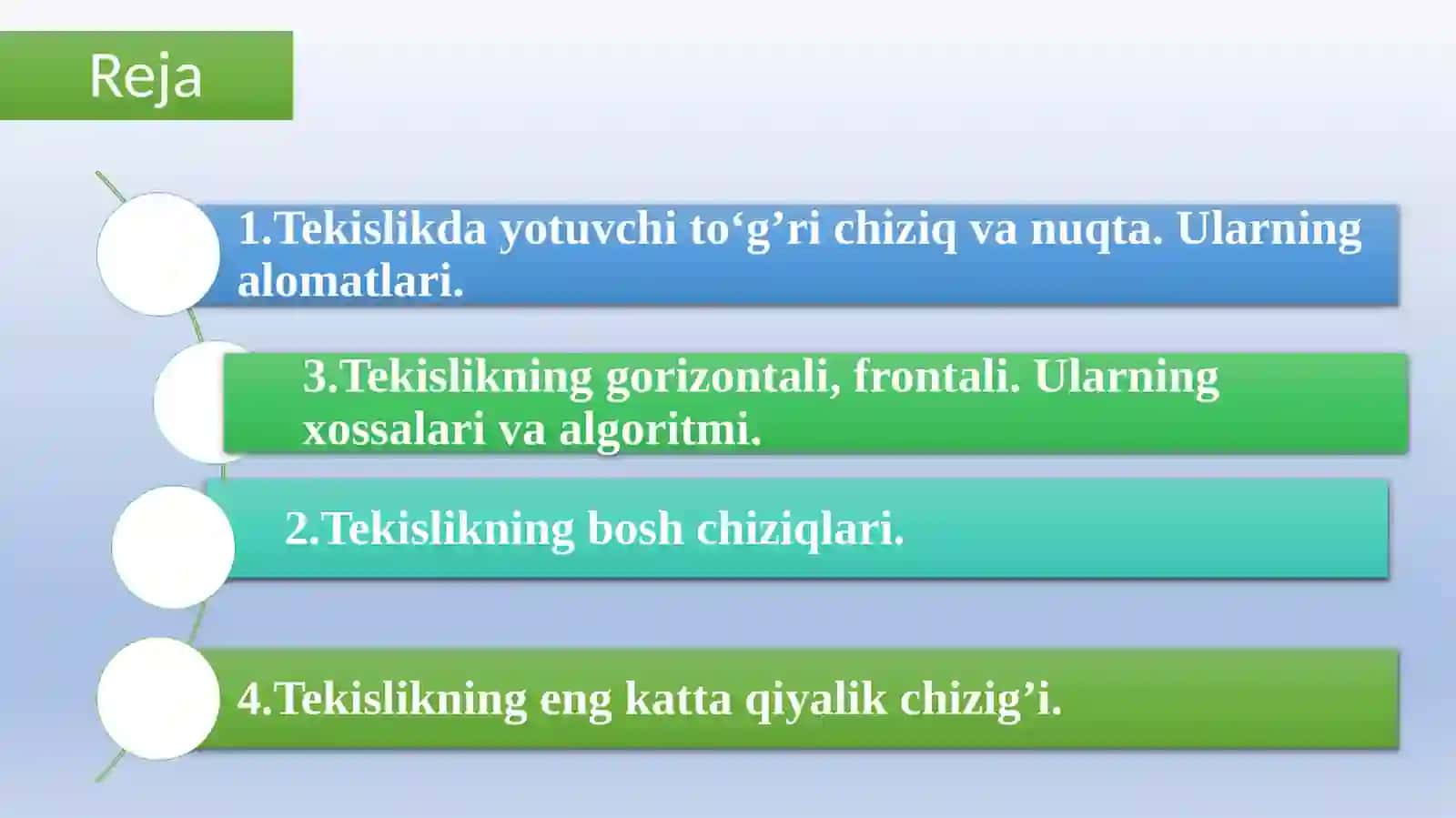 TEKISLIKDA YOTUVCHI TO‘G’RI CHIZIQ VA NUQTA 2