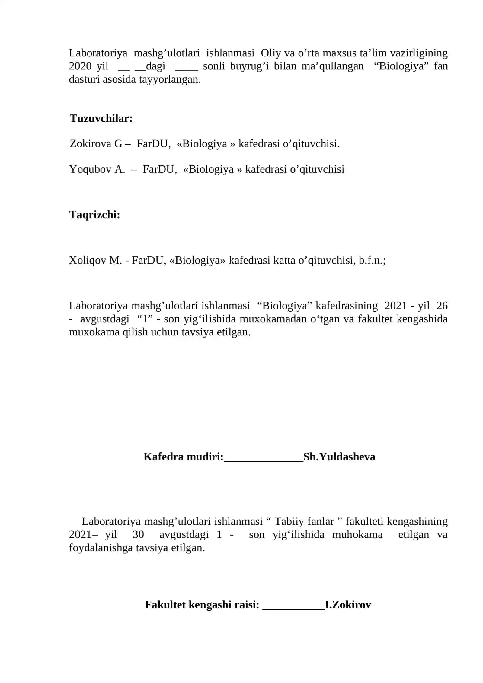 Laboratoriya Mashg'ulotlari Ishlanmasi 2