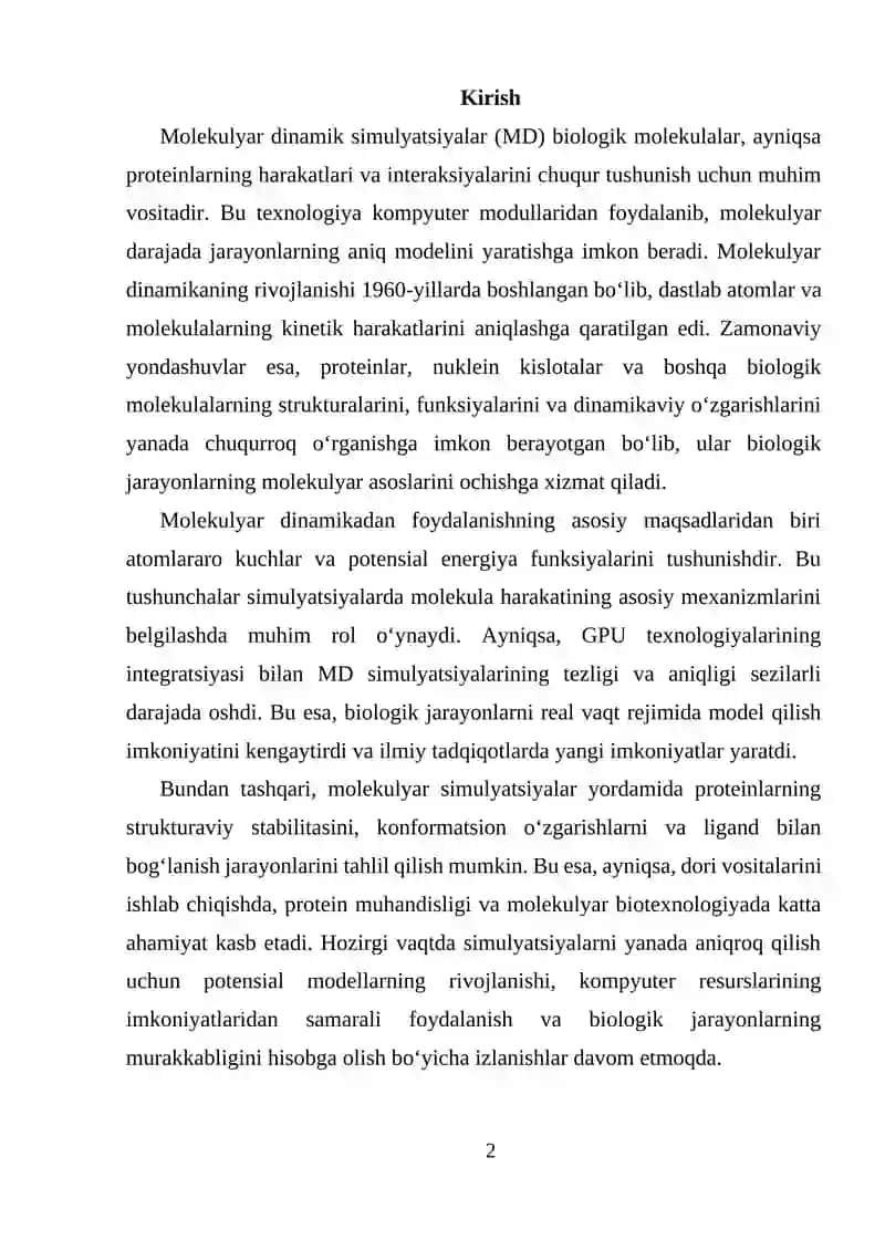 Molekulyar dinamik simulyatsiyalari 2