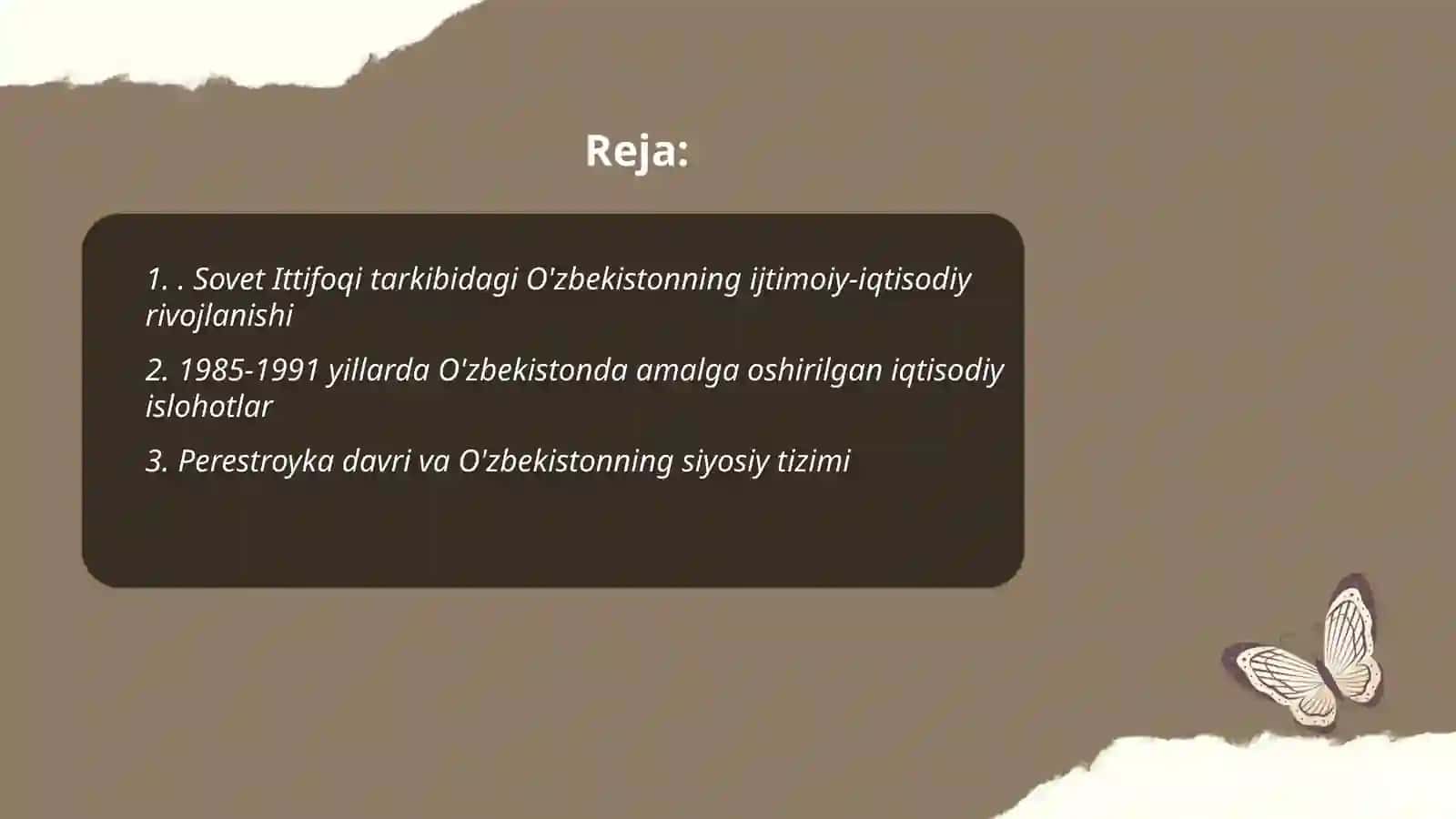 1985-1991-yillarda Oʻzvekistondagi ijtimoiy-iqtisodiy va siyosiy rayonlarining xususiyatlari 2
