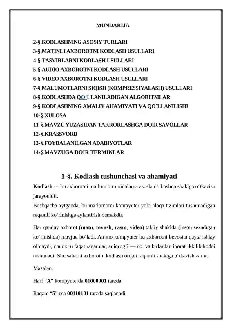 Kodlash Usullari 2
