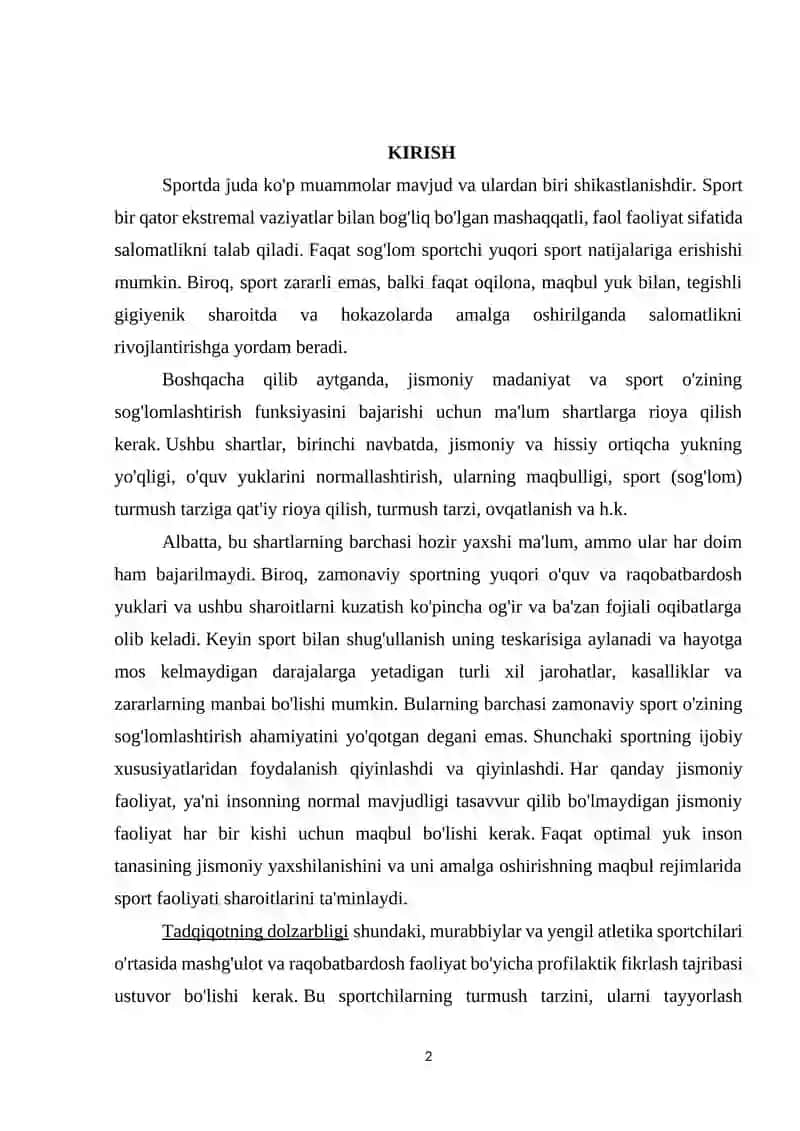 YUGURISHDA SPORTCHILARDA JAROHATLARNING OLDINI OLISH CHORALARI 2