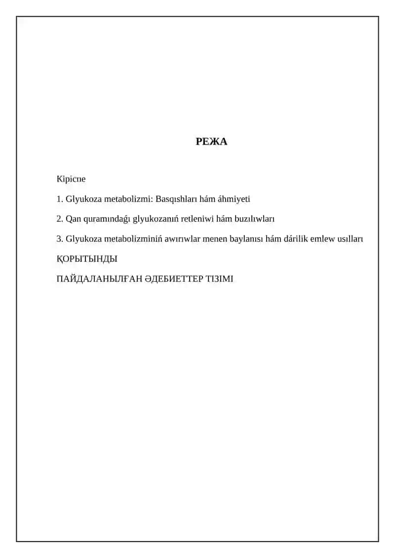 Glukoza metabolizmi: Basqıshları hám áhmiyeti 2