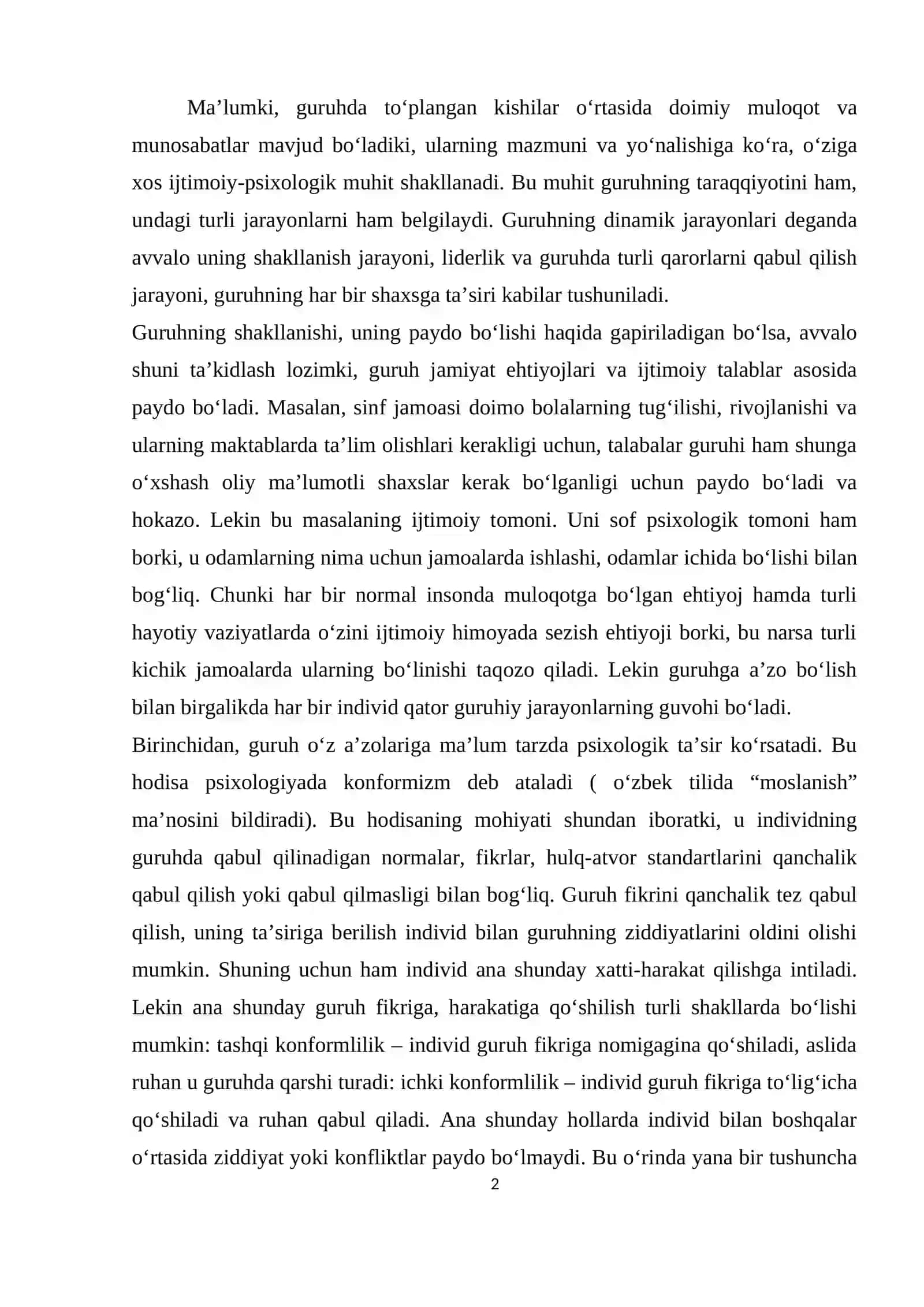 Kichik guruhlarga xos qonuniyatlar va ularni o’rganish 2