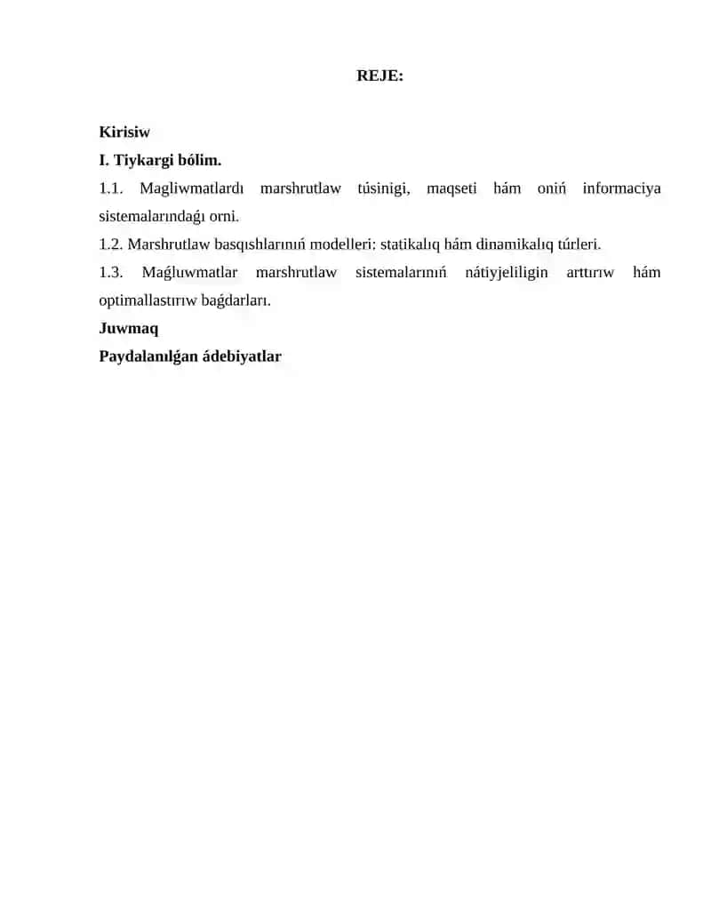 Maǵlıwmatlardı marshurtlaw basqıshlarınıń modelleri. 2