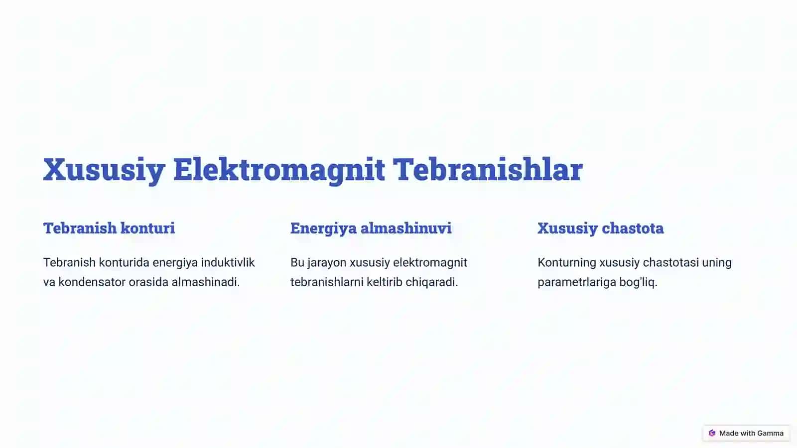 Xususiy Elektromagnit Tebranishlar 2