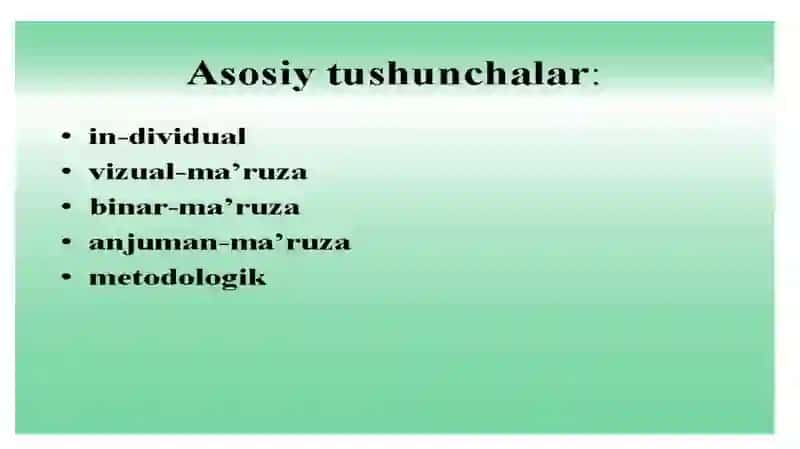 Ta’lim olganlikni tashxis etish. 2