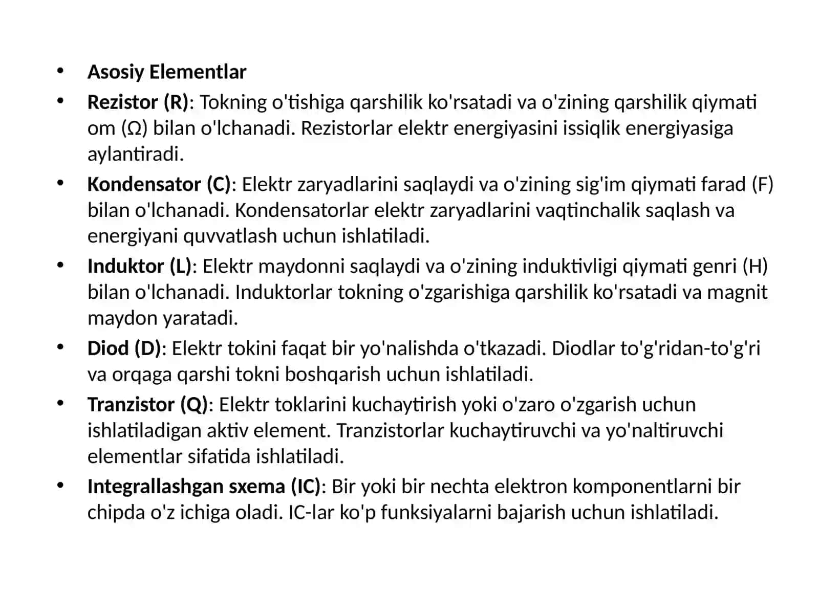 Elеktr zanjiri va zanjirning elеmеntlari 2