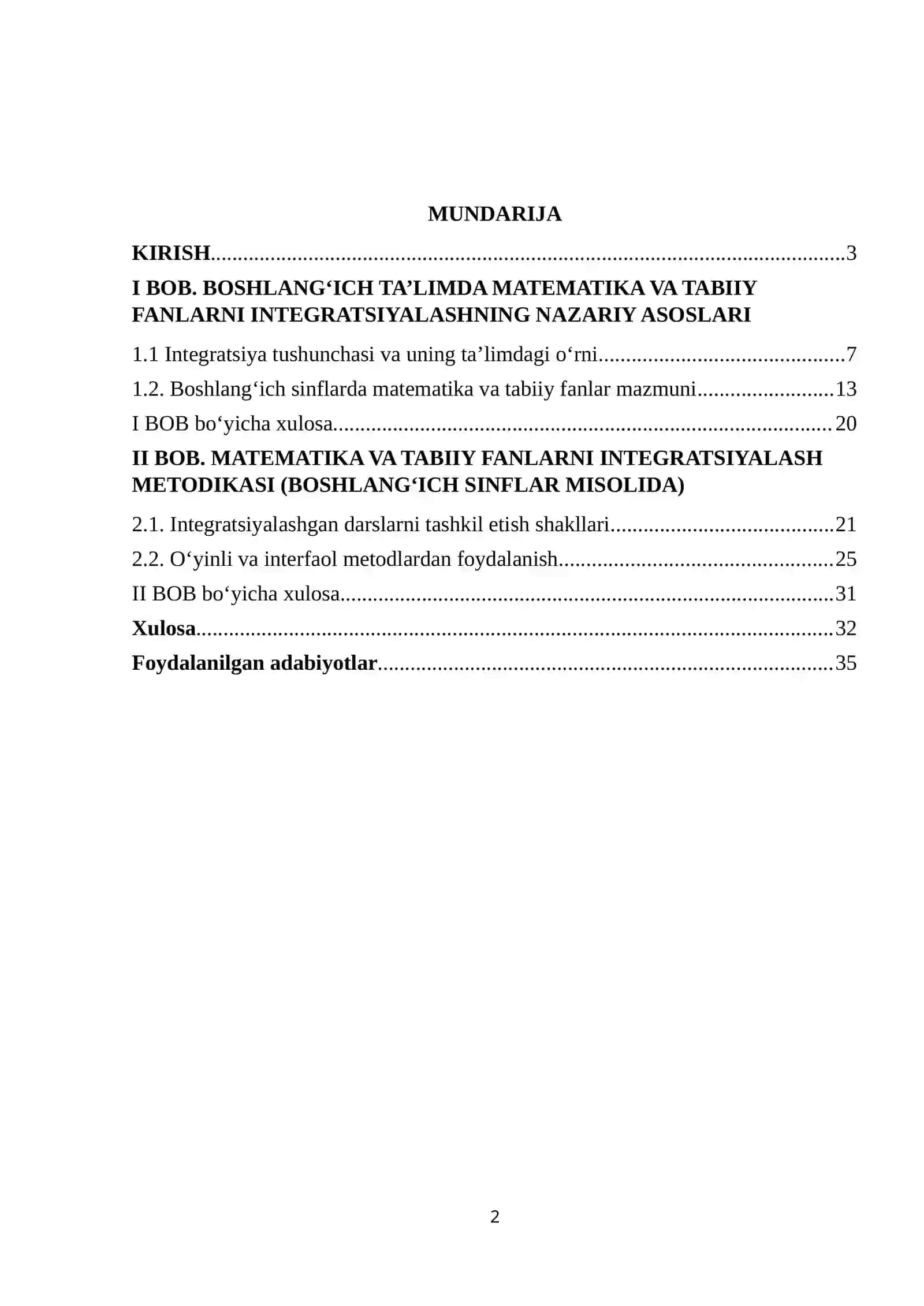 Metamatika darslarini integratsiyalash: matematika va tabiiy fanlar 2