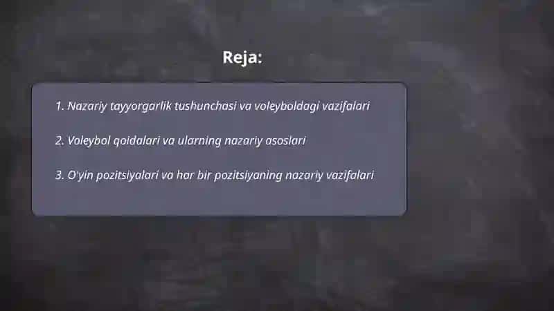 Nazariy tayyorgarlik voleybolda 2