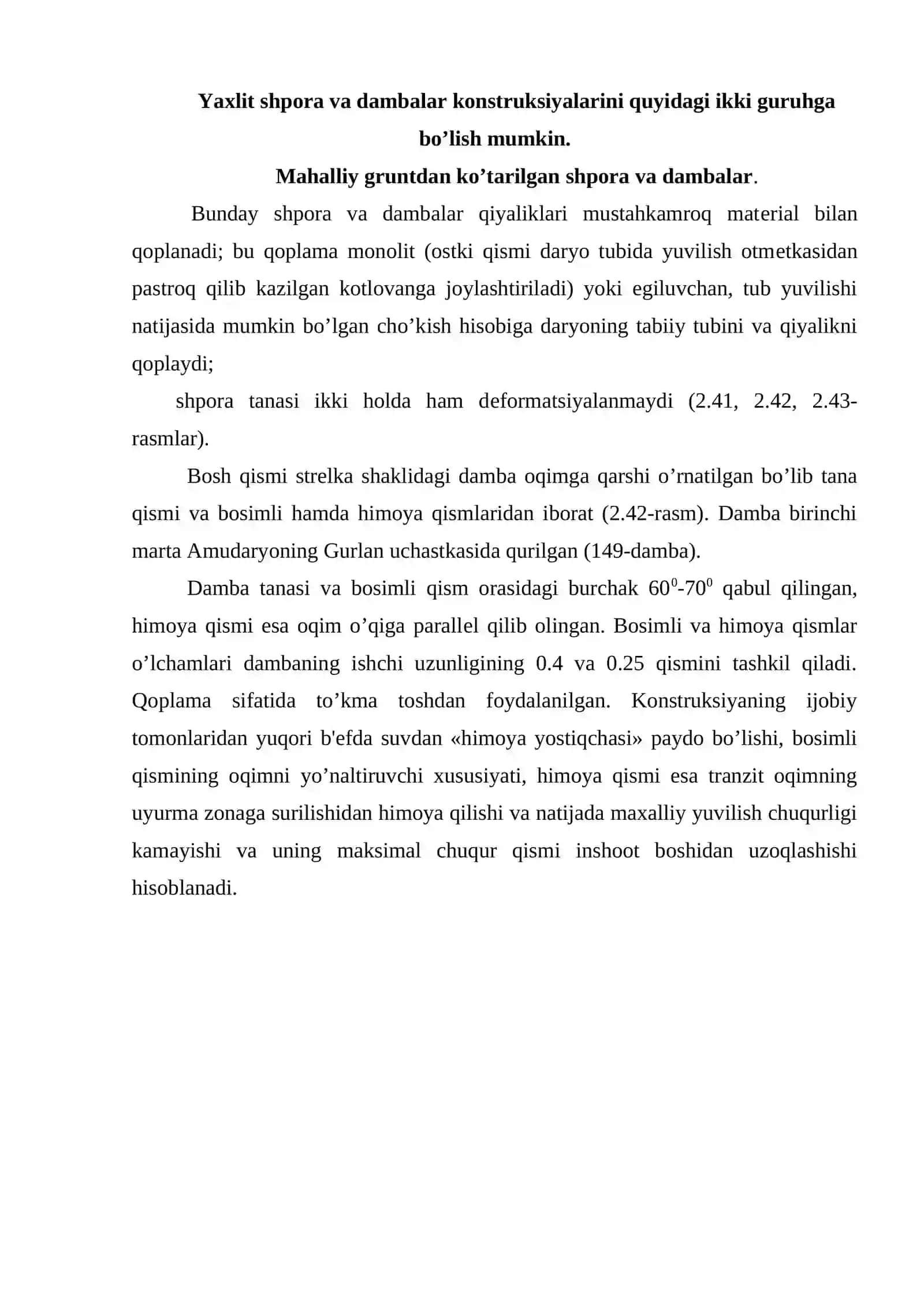 Yaxlit shpora va dambalar konstruksiyalari 2