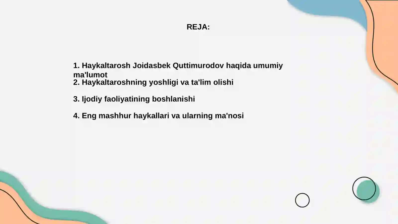 Haykaltarosh Joidasbek Quttimurodov hayoti va ijodi 2
