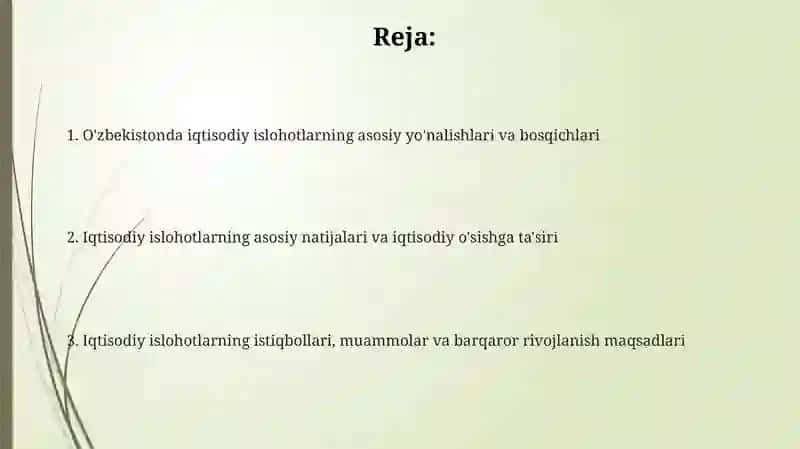 O'zbekistonda iqtisodiy islohotlarning amalga oshirilishi iqtispdiyotning rivojlanishi 2