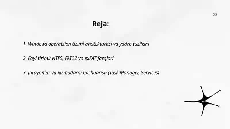 Windows Operatsion tizimi va uning imkoniyatlari 2