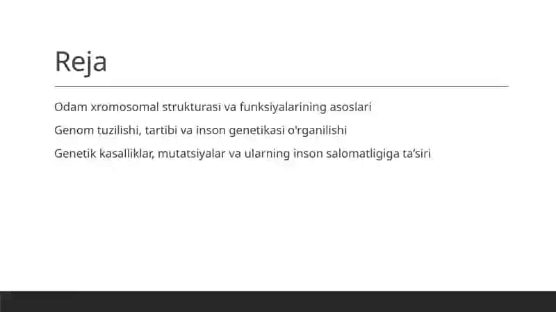 Odam xromosomal strukturasi va funksiyalarining asoslari 2