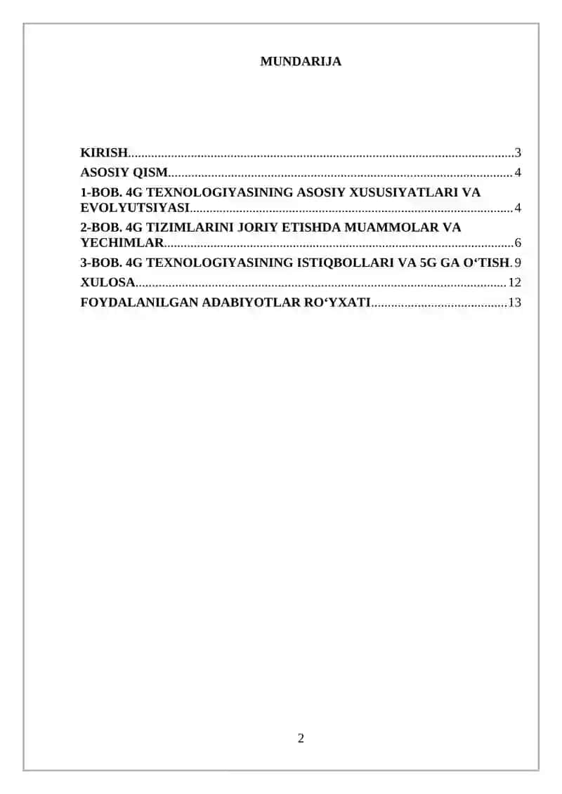 4G sotali aloqa tizimlari konsepsiyasi 2