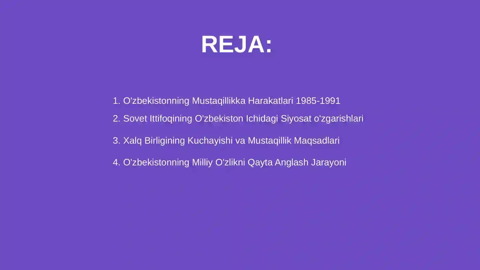O'zbekistonning Mustaqillik yo'lida 1985-1991 yillar kurs ishi 2