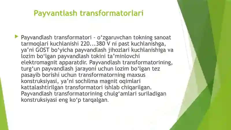 Payvantlash transformatorlari. 2