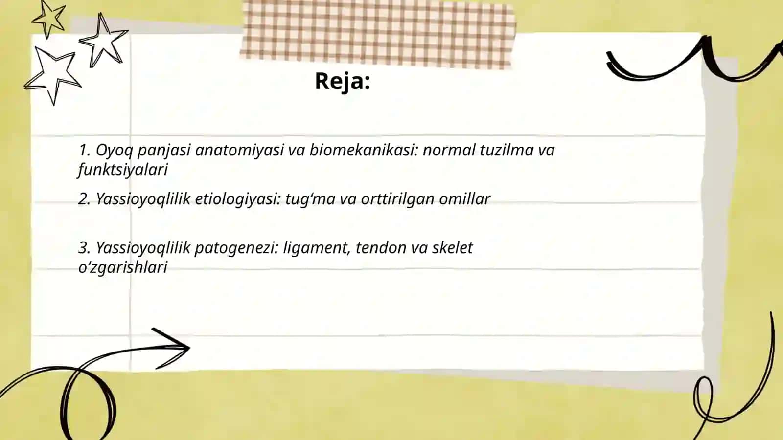 oyoq panjasi deformastiyalari va kasalliklari. yassioyoqlilik. maymoqlik etiologiyasi, patogenezi, tasnifi, klinikasi, diagnostikasi, zamonaviy davolas usullari 2