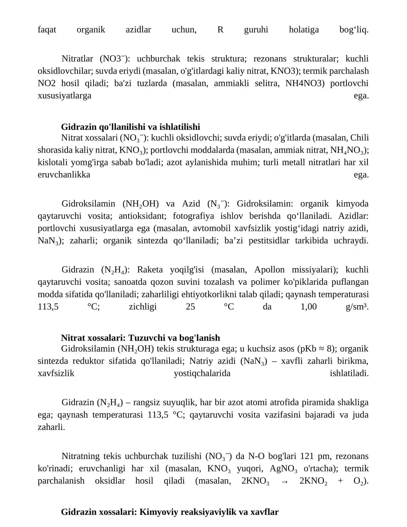 Azidlar va ularning xossalari 2